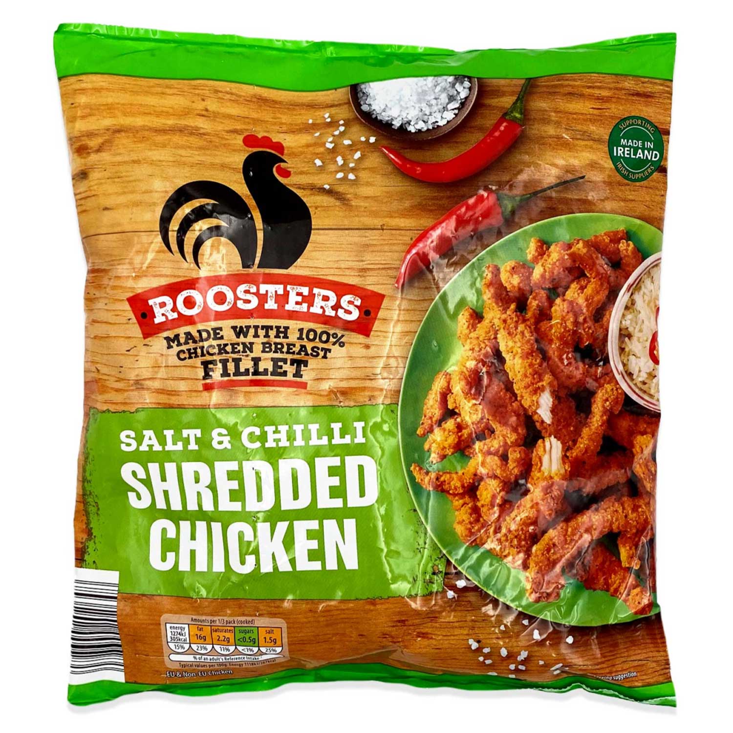 Shredded Chicken Coated In A Light Golden Salt And Chilli Flavoured Batter And Breadcrumb 380g Roosters